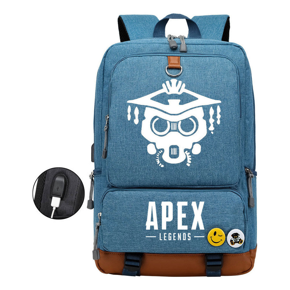 Apex Hero Print Usb Student Backpack Travel Backpack