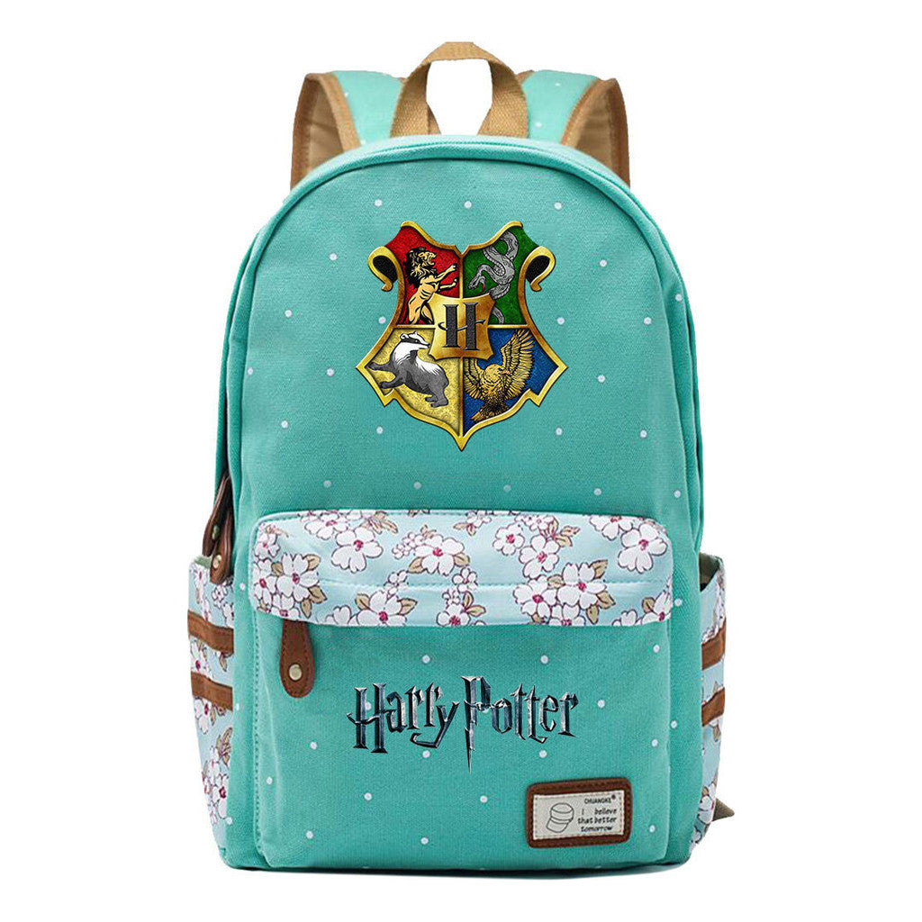 School Of Witchcraft And Wizardry Student Backpack With Floral Canvas Backpack