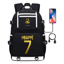 Golden Football Star Mbappe Usb Youth Student Backpack Backpack Leisure Travel Backpack