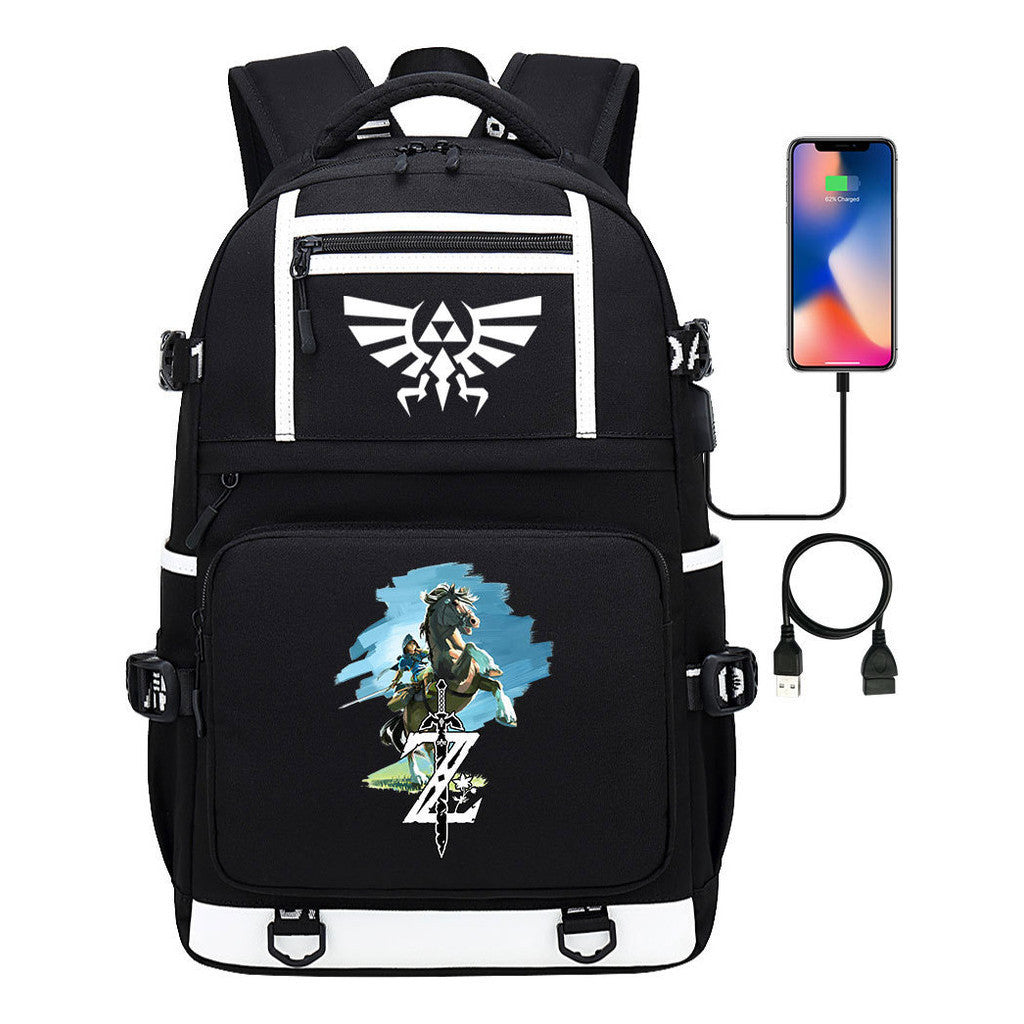 Legend Of Zelda Printed Usb Youth Student Backpack Men's And Women's Backpack Leisure Travel Bag