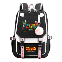 Super Mario Printed Usb Youth Student Backpack For Men And Women With Casual Woven Strap Flap Backpack