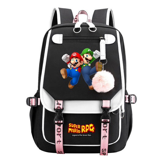 Printed Usb Youth Student Backpack For Men And Women With Casual Woven Strap Flap Backpack