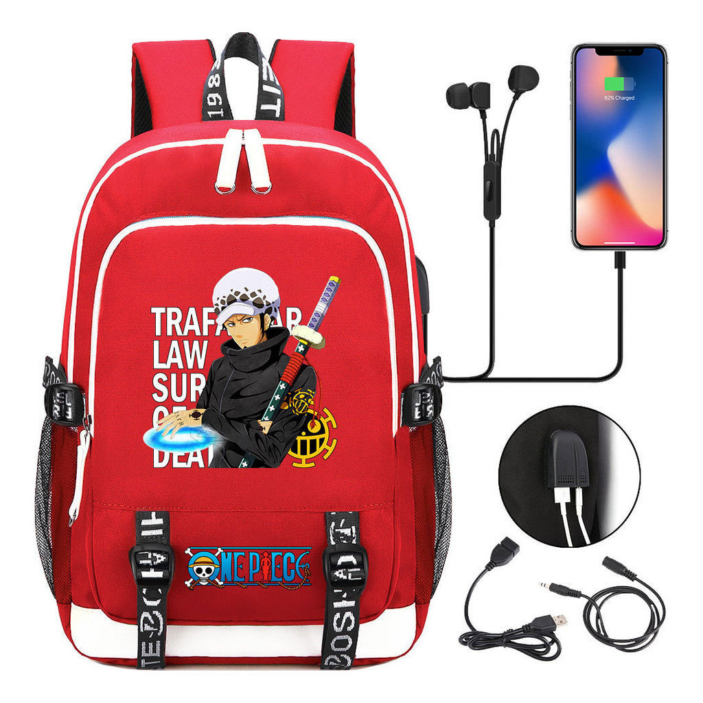 Pirate King Print Youth Student Backpack Usb Casual Backpack