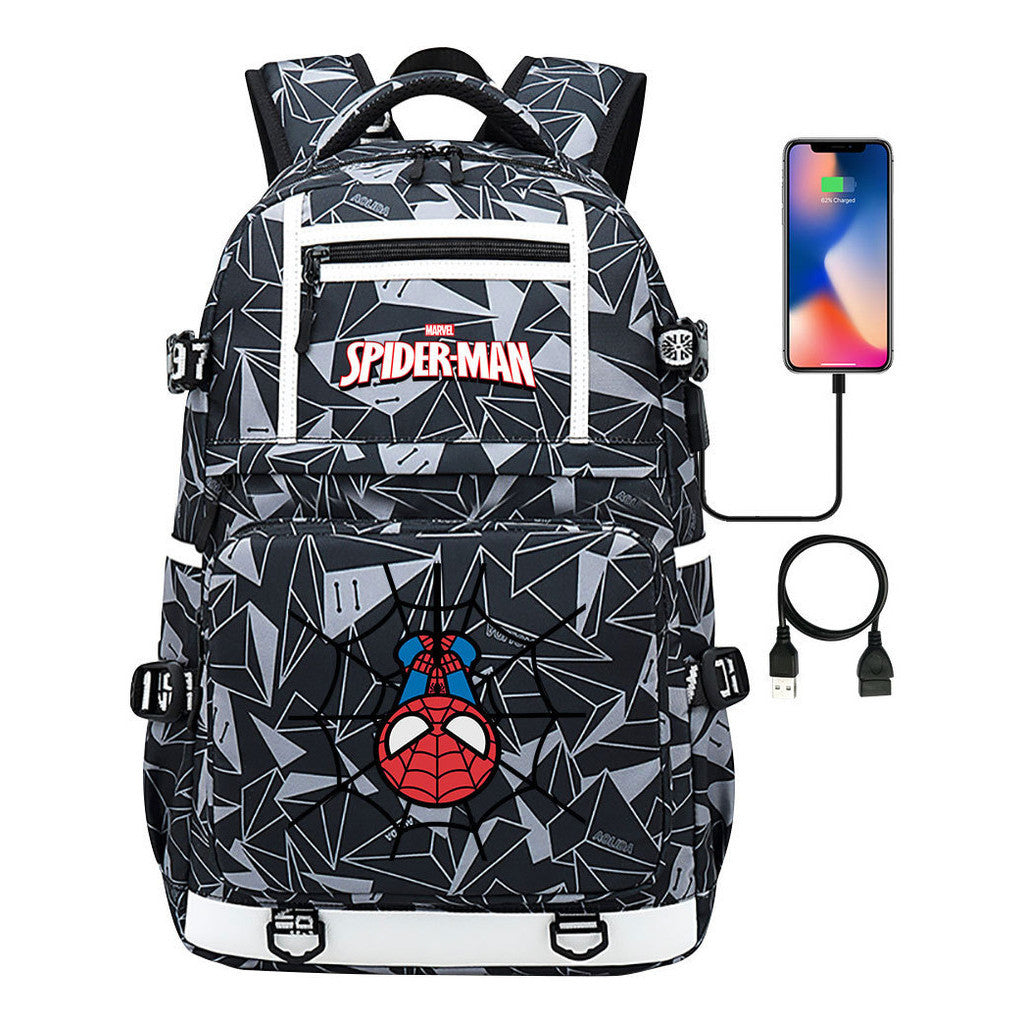Superhero Printed Youth Student Backpack Men And Women's Leisure Travel Backpack