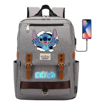 Anime Star Baby Stitch Printed Youth Student School Bag Casual Magnetic Buckle Backpack