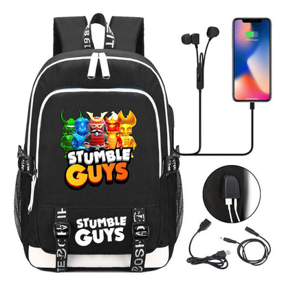 Printed Student Backpack Usb Men's And Women's Leisure Backpack