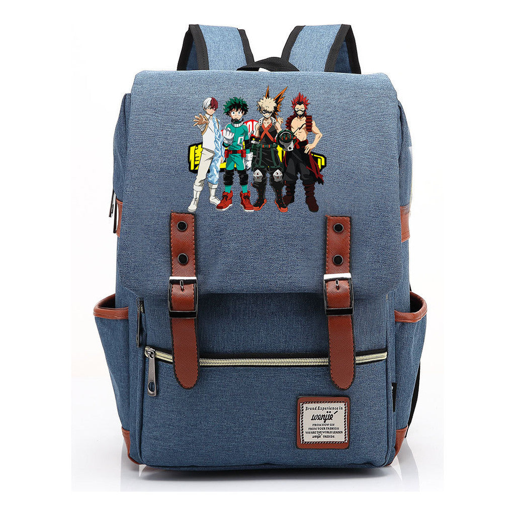 Anime My Heroes Academy Printed Youth Student Backpack Men's And Women's Leisure Belt Buckle Classic Backpack