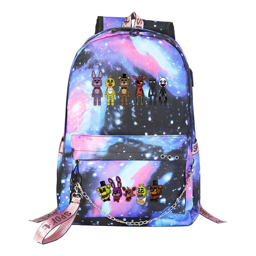 Toy Bear Game Usb Youth Student Backpack For Men And Women Leisure Travel Backpack