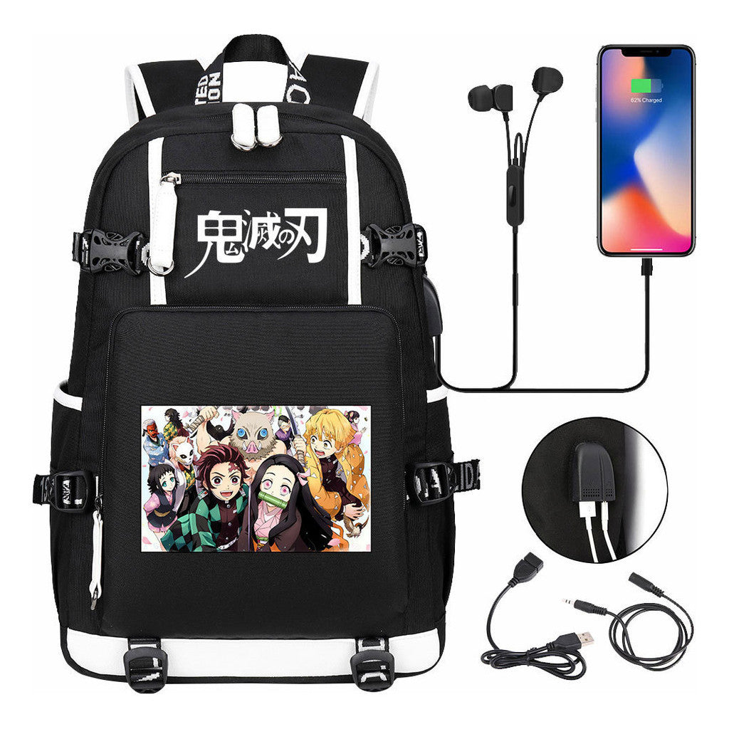 Cartoon Printed Usb Large Capacity Backpack For Men And Women's Leisure Travel Backpack