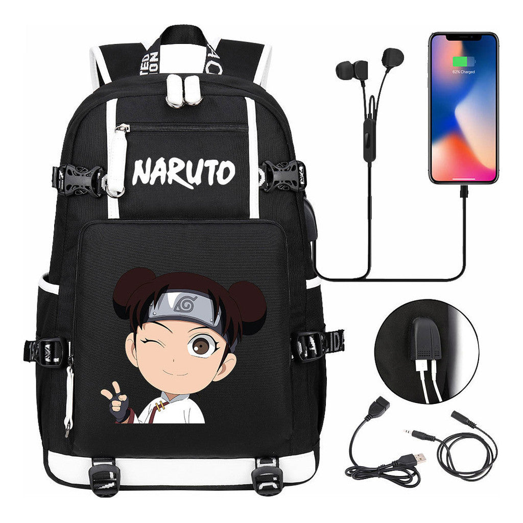 Naruto Usb Large Capacity Youth Student Backpack For Men And Women's Leisure Travel Backpack