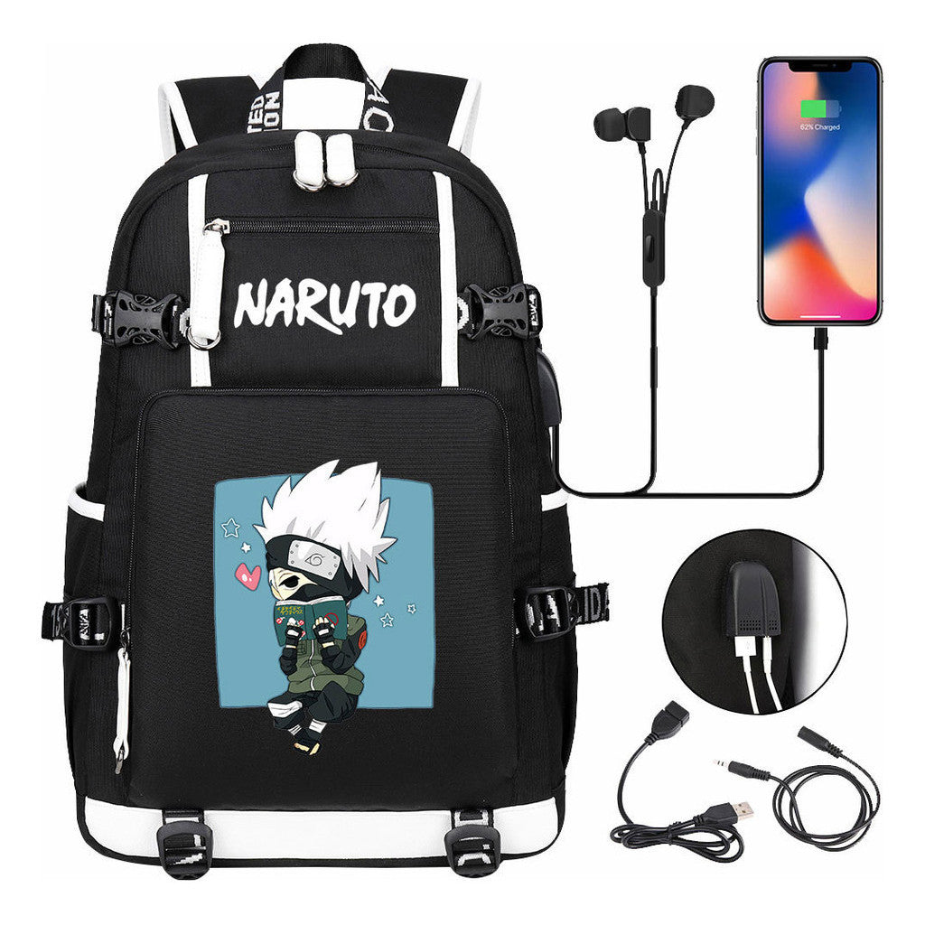 Naruto Usb Large Capacity Youth Student Backpack For Leisure Travel Backpack