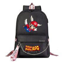 Mario Printed Usb Youth Student Backpack For Men And Women's Leisure Travel Backpack