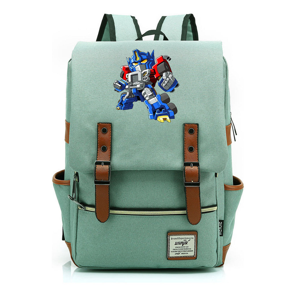 Transformed Mecha Printed Student Backpack For Men And Women's Leisure Backpack