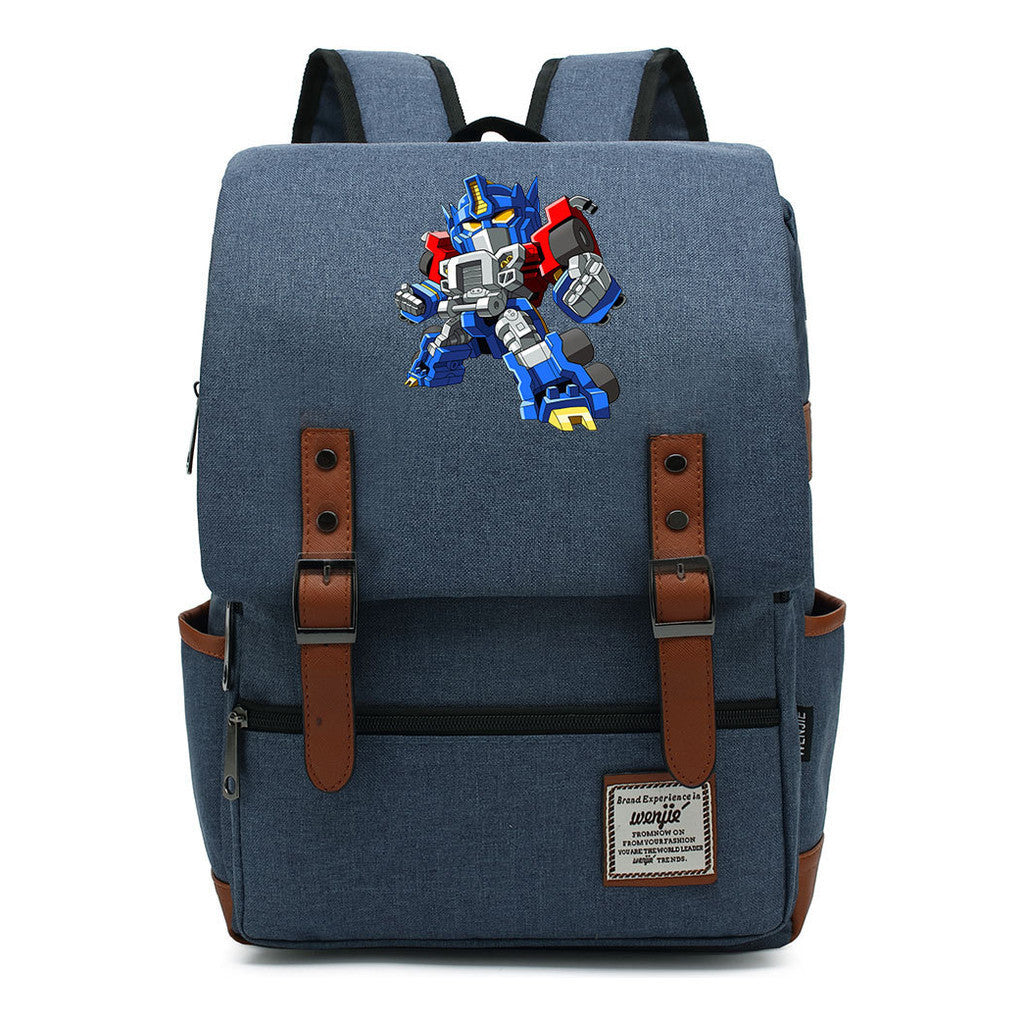 Transformed Mecha Printed Student Backpack For Men And Women's Leisure Backpack
