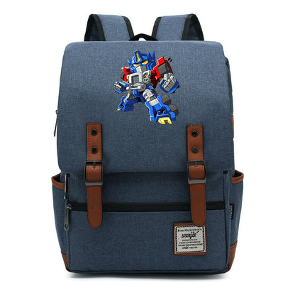 Transformed Mecha Printed Student Backpack For Men And Women's Leisure Backpack