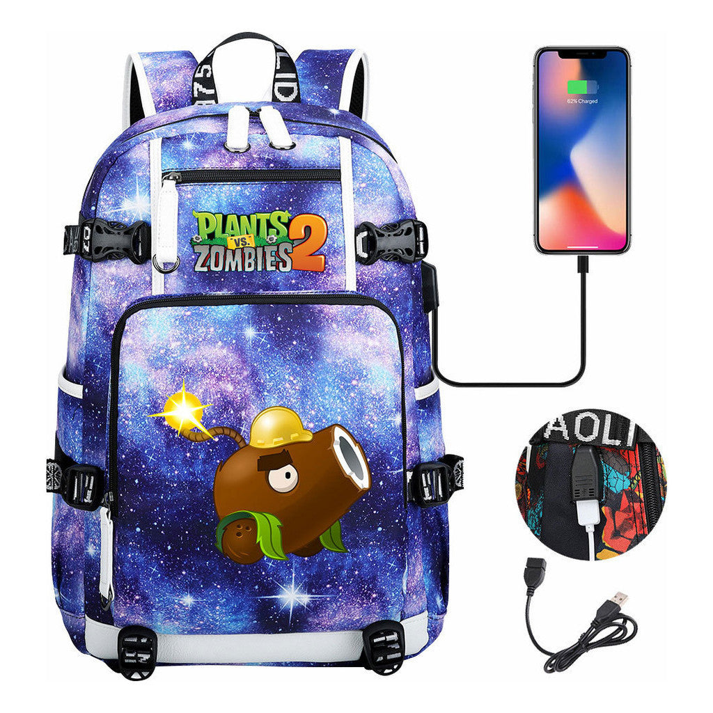 Printed Usb Youth Student Backpack For Men And Women's Leisure Travel Backpack