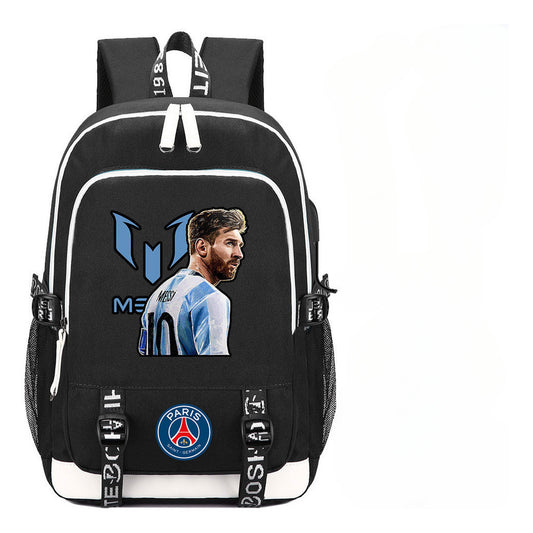 Sports Football Star Usb Youth Student Backpack For Men And Women's Leisure Sports Backpack