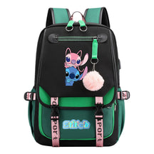 Interstellar Baby Stitch Usb Student Backpack With Casual Woven Strap Flap Backpack