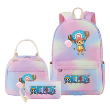 Cartoon Pirate King  Student Girl Backpack Lunch Bag Three Piece Set Backpack