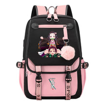 Cartoon Fashion Usb Youth School Bag For Boys And Girls Casual Ribbon Flip Backpack