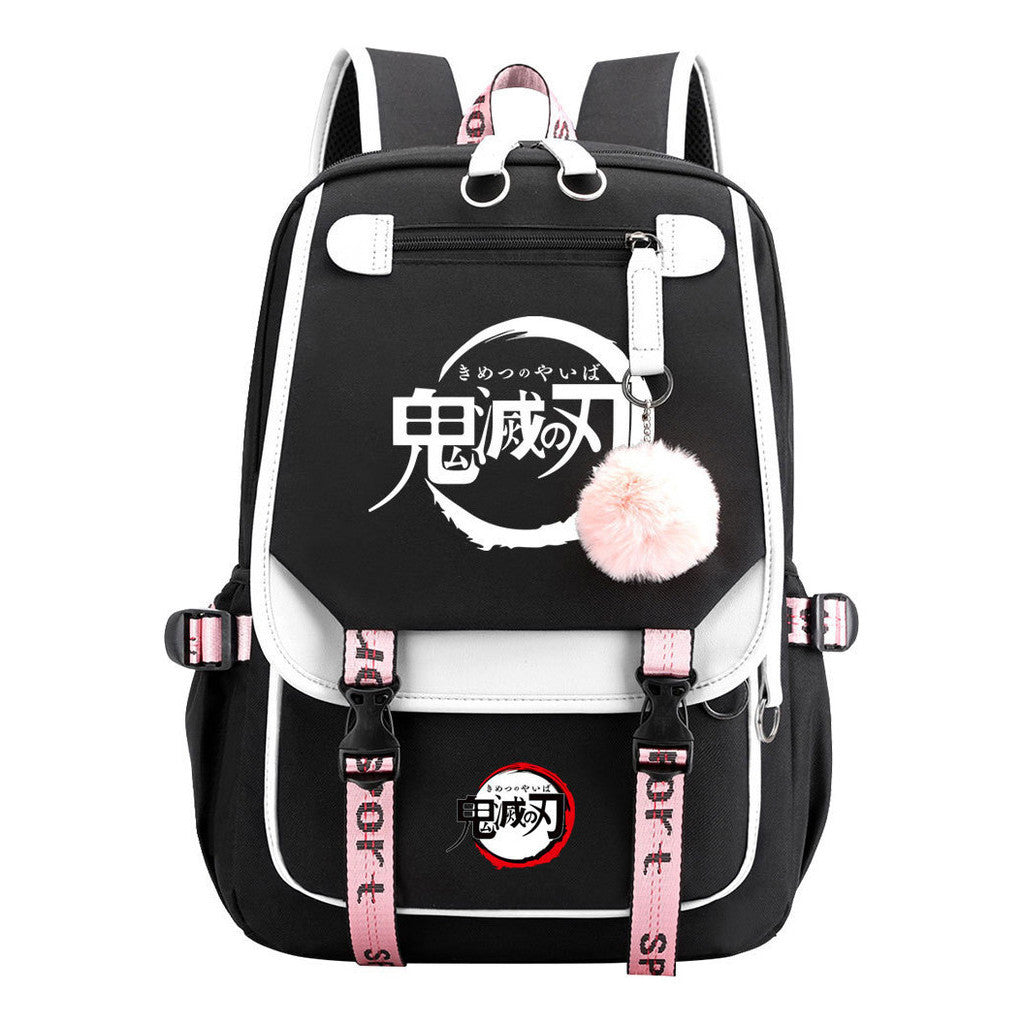 Japanese Cartoon Fashion Usb Youth Student Backpack With Casual Woven Strap Flip Back Backpack