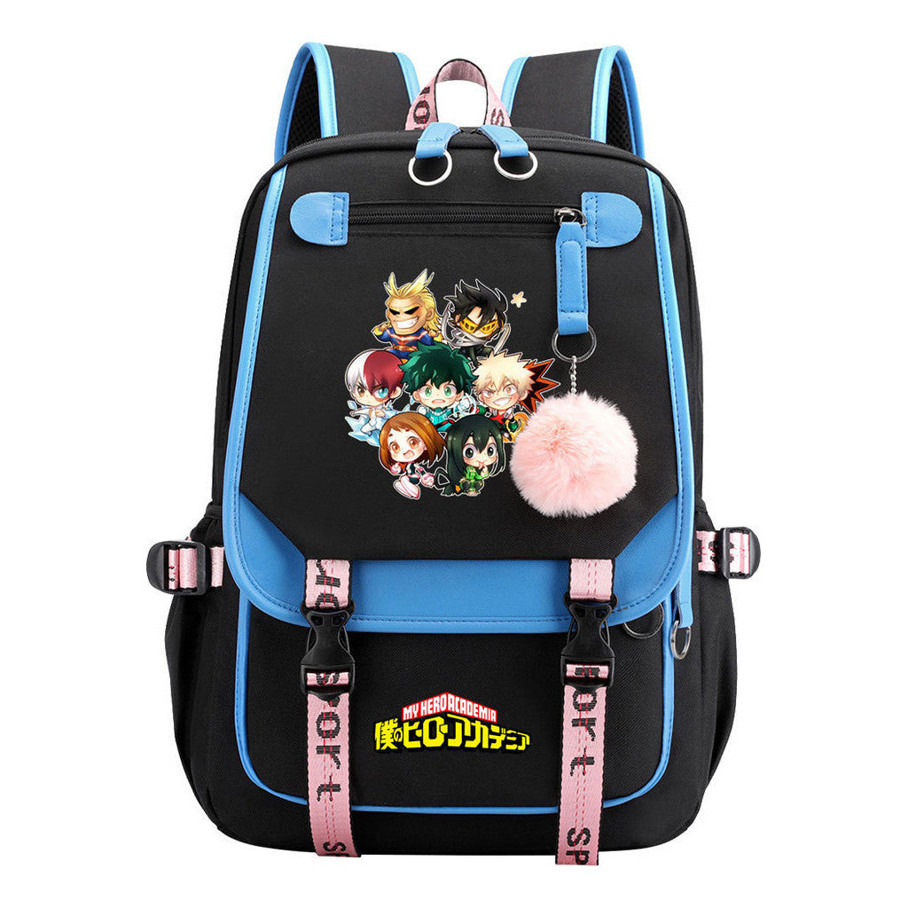 My Heroes Academy Usb Student Backpack For Boys And Girls, Casual Weaving Ribbon Flip Back Backpack
