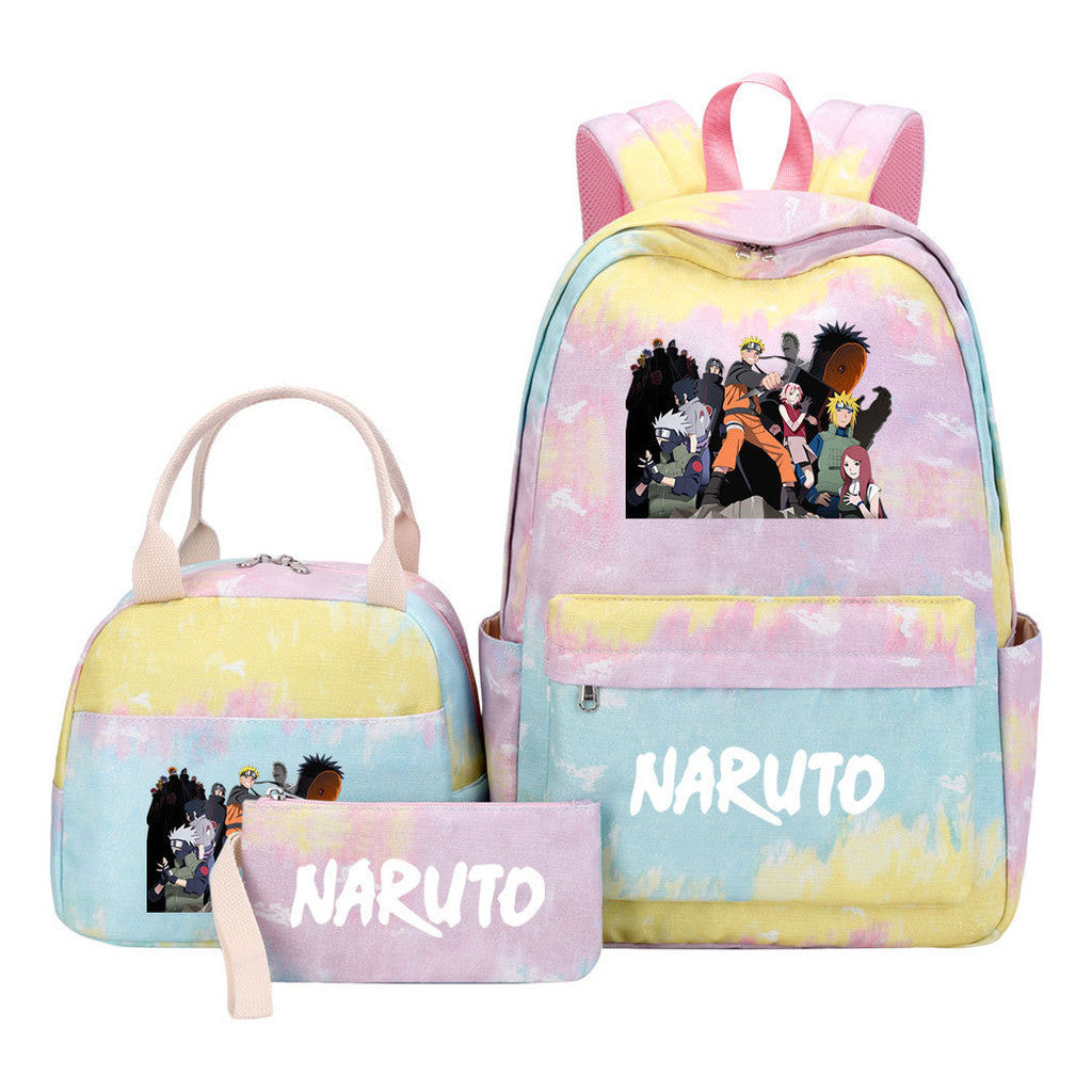 Naruto Teenage Student Girls School Bag Lunch Bag Three Piece Set Backpack Set