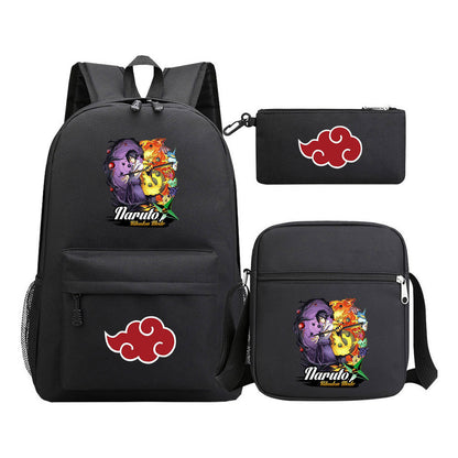 Anime Naruto Starry Sky Youth School Bag Three Piece Set For Boys And Girls Backpack Set