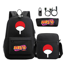 Naruto Usb Password Lock Youth Student Backpack Three Piece Set Backpack Set