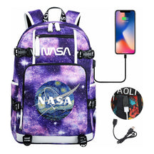 Nasa Fashion Printed Usb Student Backpack For Leisure Travel Backpack