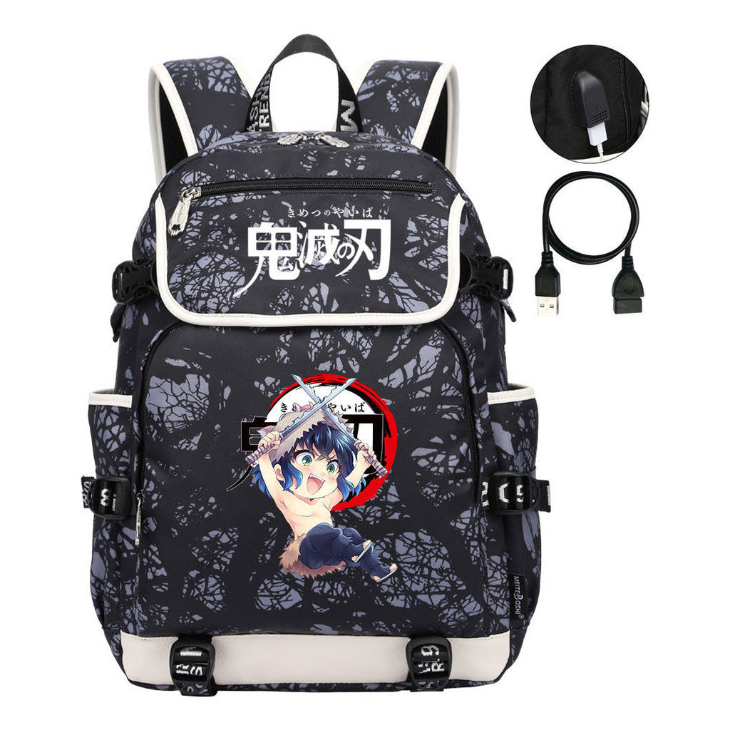 Anime Cartoon Usb Youth Student Backpack For Men And Women Leisure Backpack