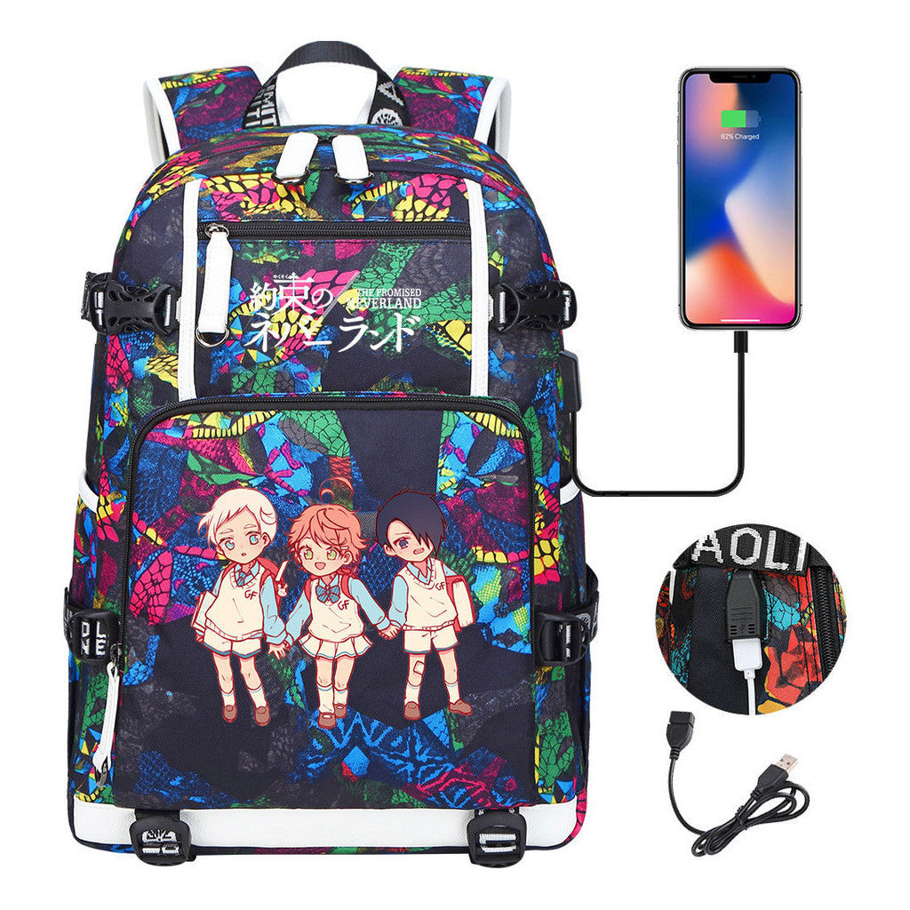 Promised Dream Island Usb Large Capacity Student Backpack Leisure Travel Backpack
