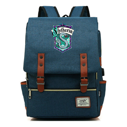 School Of Witchcraft And Wizardry Student Backpack Usb Men's And Women's Leisure Belt Buckle Backpack
