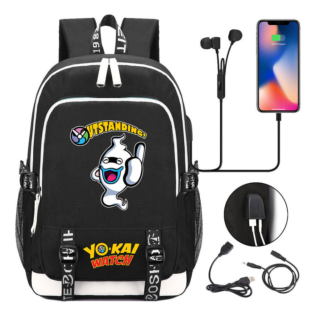 Anime Monster Watch Student School Bag Usb Men's And Women's Leisure Backpack