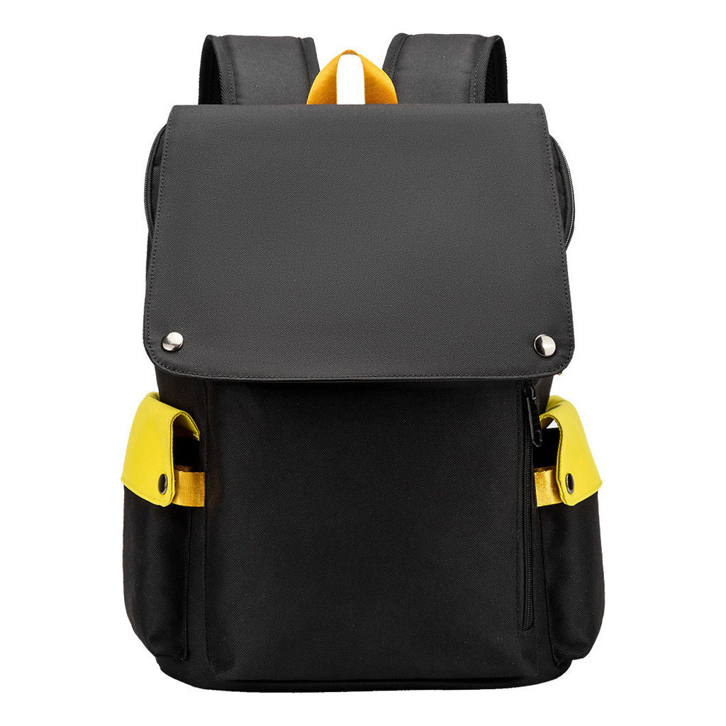 Color Blocking Usb Charging Cover Head Style Youth Student Backpack Backpack