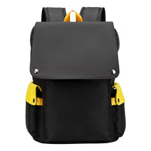 Color Blocking Usb Charging Cover Head Style Youth Student Backpack Backpack