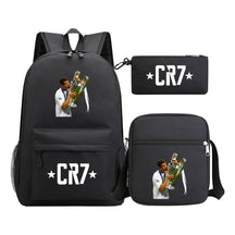 Sports star Cristiano Ronaldo printed youth student backpack 3-piece set for boys and girls backpack set