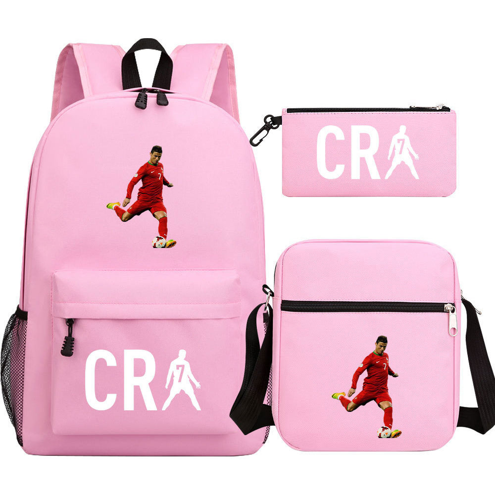 Football Star Cristiano Ronaldo Printed Youth Student Backpack 3pcs/Set Backpacks