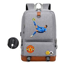 Football Star Cristiano Ronaldo Printed Usb Youth Student Backpack For Boys And Girls Leisure Travel Backpack