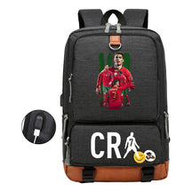 Football Star Cristiano Ronaldo Printed Usb Youth Primary And Secondary School Backpack For Boy And Girl's Leisure Travel Backpack