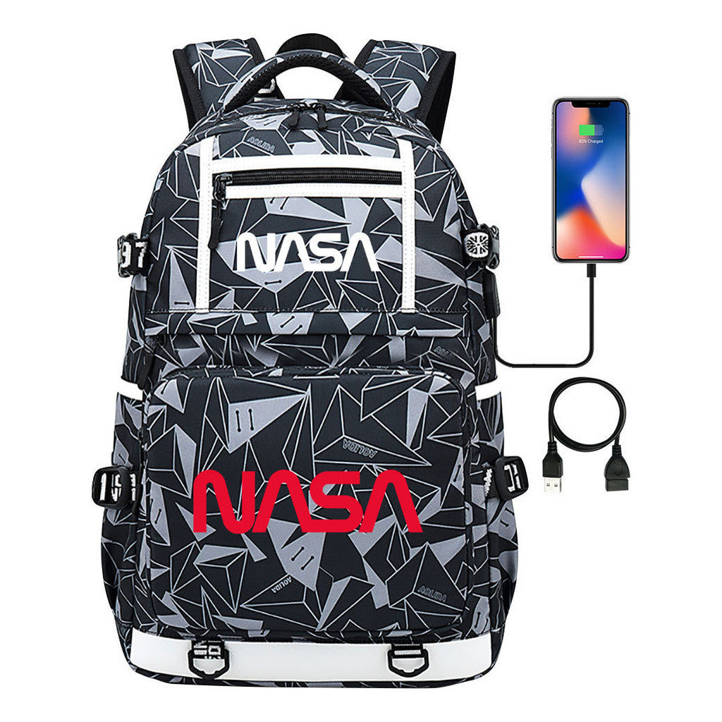 Fashionable Space Printed Usb Student Backpack Backpack Leisure Travel Backpack