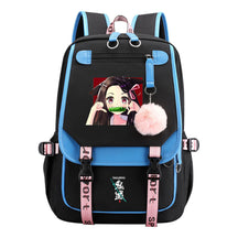 Comic Cartoon Fashion Usb Student Backpack Casual Woven Flap Backpack