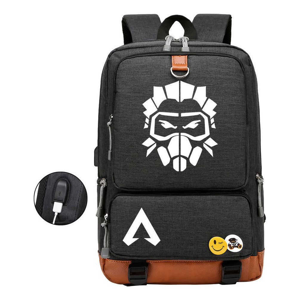Apex Hero Print Usb Student Backpack For Leisure Travel Backpack