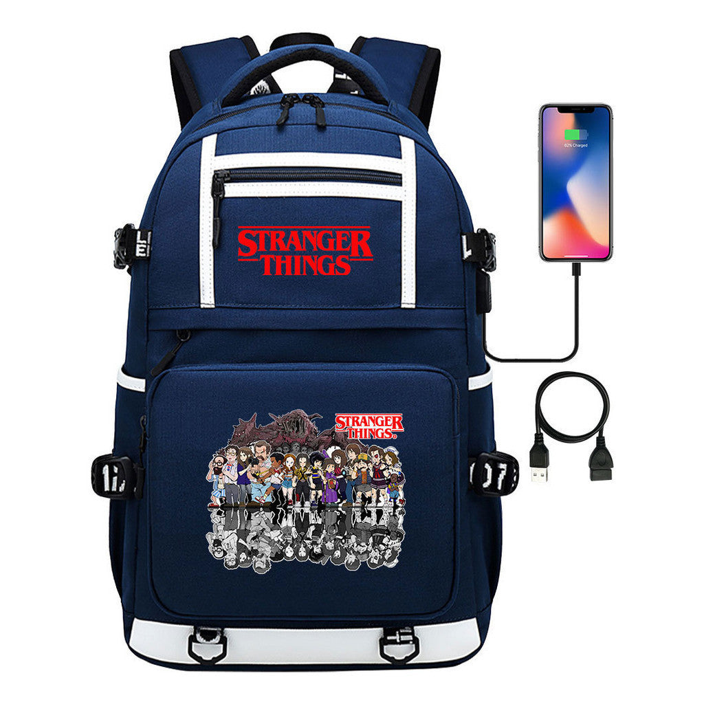 Printed Usb Youth Student Backpack For Men And Women's Leisure Travel Backpack