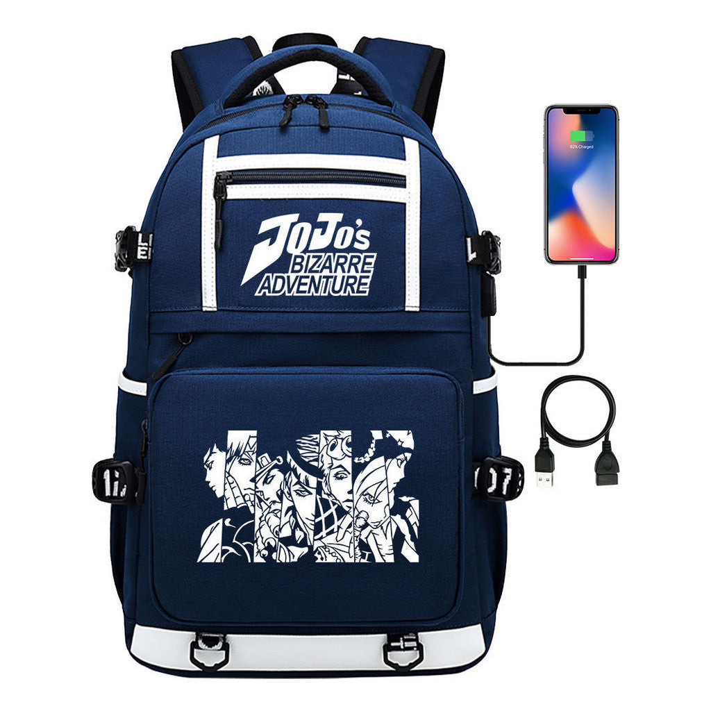 Comic Joe's Wonderful Adventure Print Usb Youth Student Backpack For Men And Women's Leisure Travel Backpack