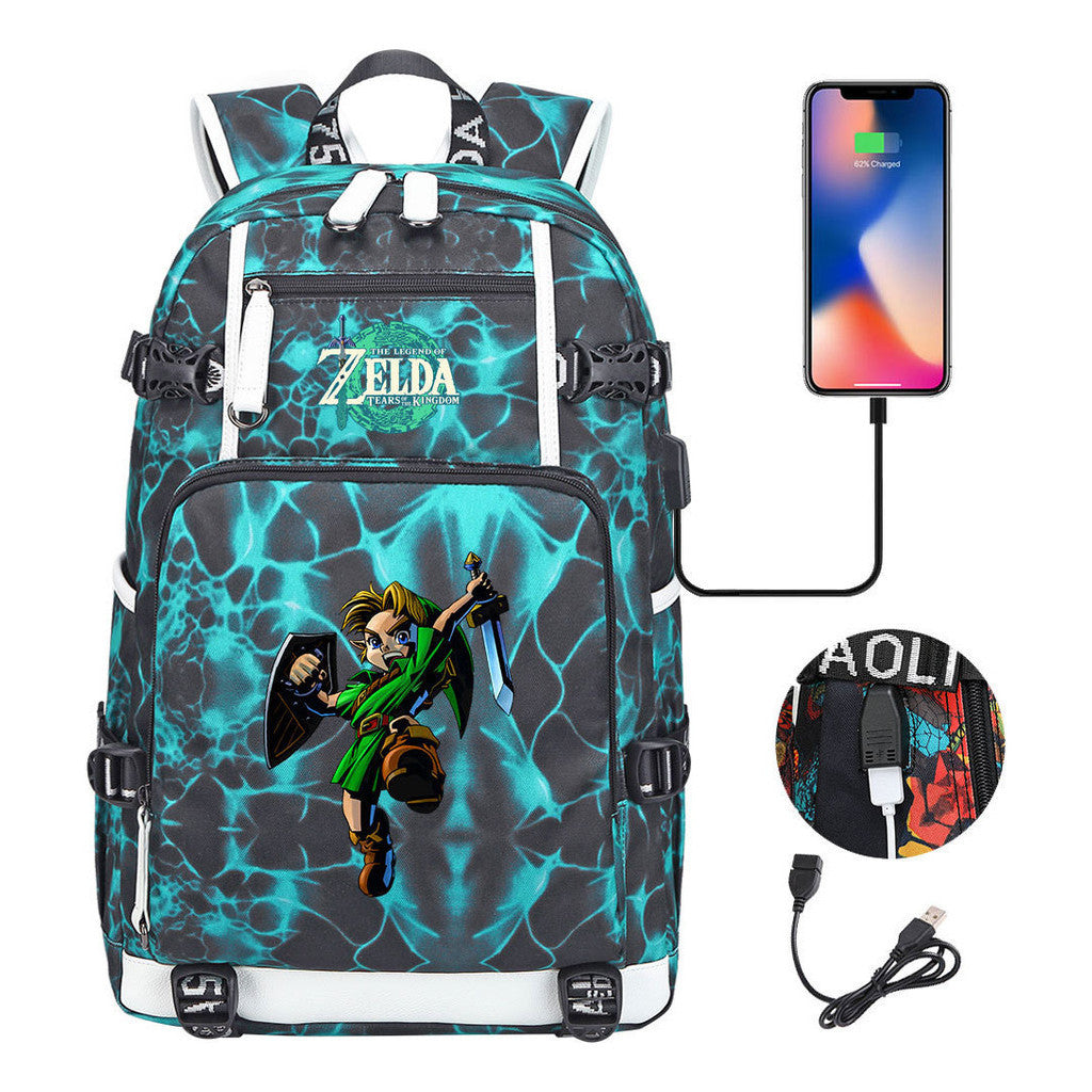 Game Zelda Legend Printed Youth Student Backpack For Men And Women With Large Capacity Leisure Travel Backpack