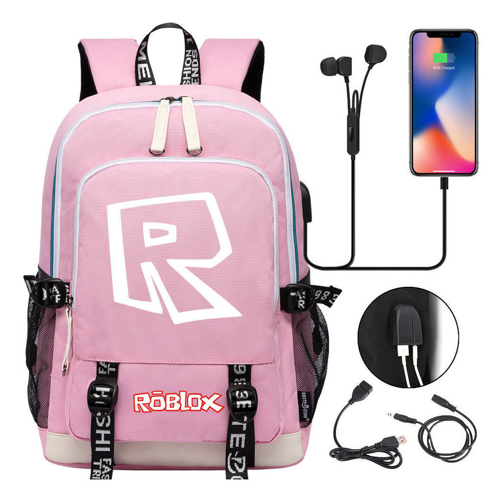 Printed Youth Student Backpack Usb Casual Backpack