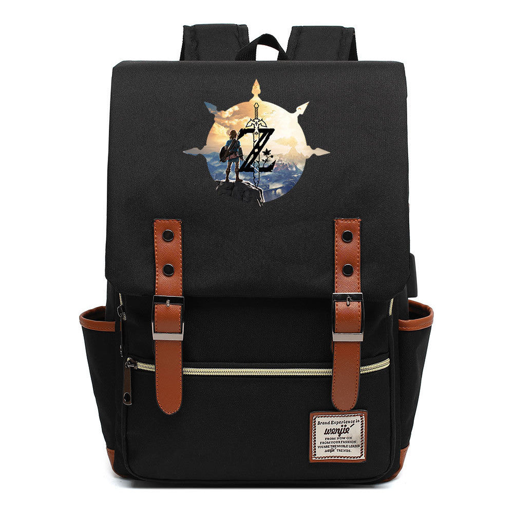 Game Tear Print Of The Kingdom Of Zelda Youth Primary And Secondary School Student Backpack Usb Men's And Women's Leisure Backpack