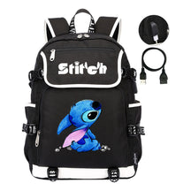 Anime Star Baby Stitch Printed Usb Youth Student Backpack For Men And Women's Leisure Travel Backpack