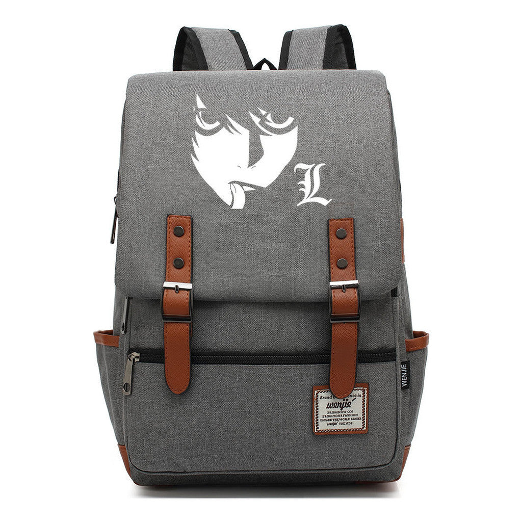 Manga Death Note Youth Student School Bag Men's And Women's Leisure Belt Buckle Backpack